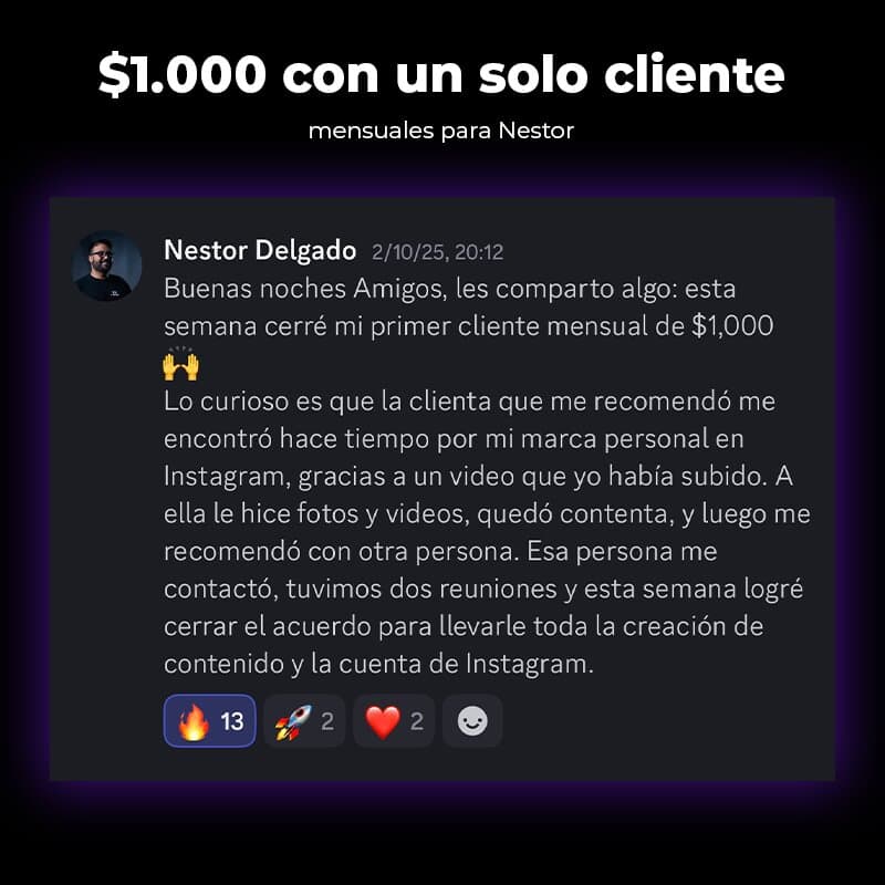 $1.000 mensuales con un cliente para Nestor
